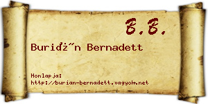 Burián Bernadett névjegykártya